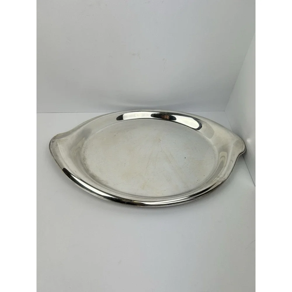 VTG 1847 Rogers Bros Flair Silverplate Oval Serving Tray Int. Silver Mid Century